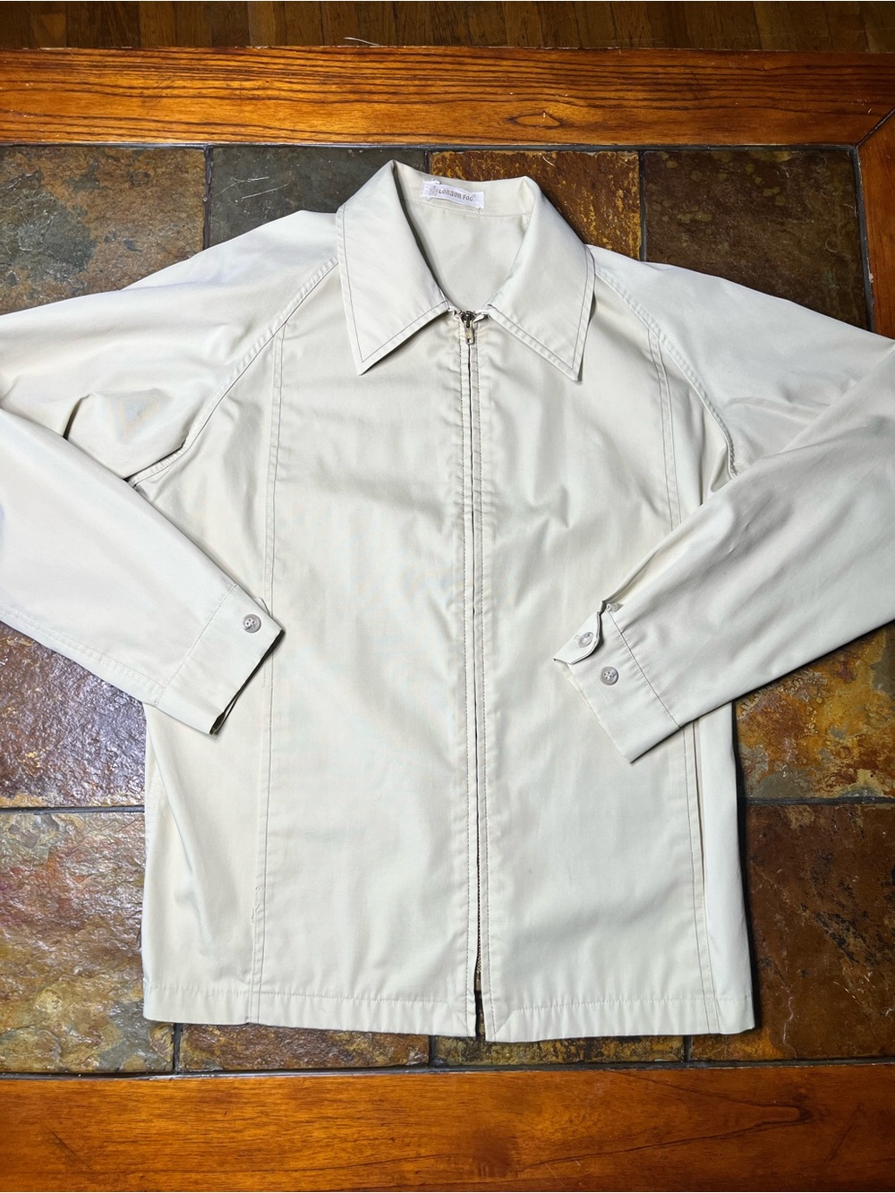 London Fog Cream Zip-Front Jacket-40 Long